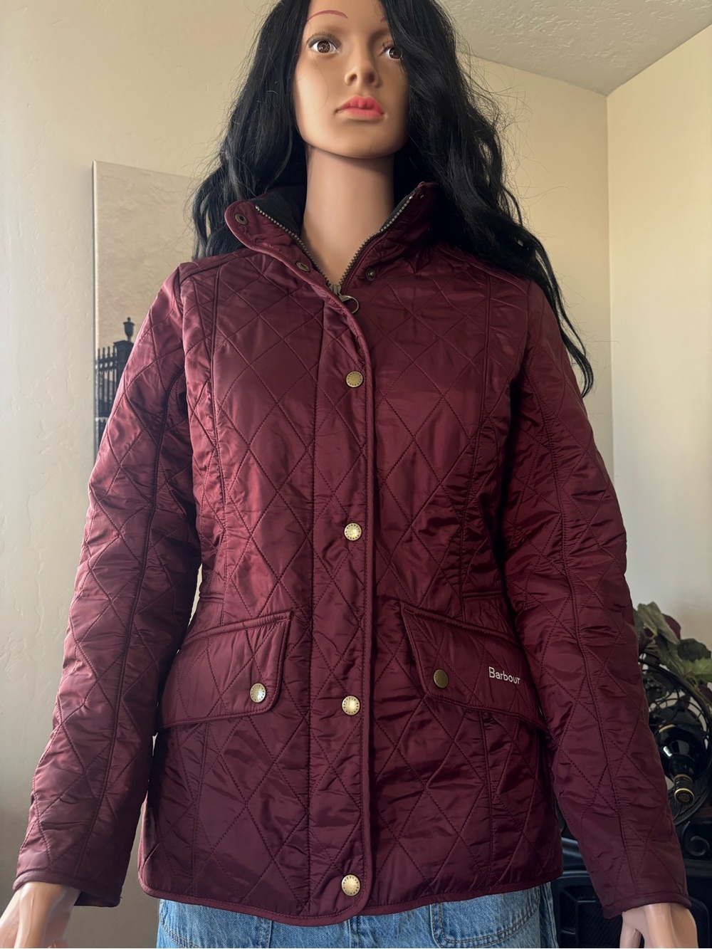 Barbour Quilted Puffer Jacket in Wine